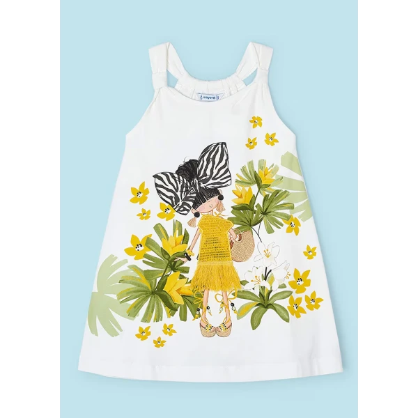 MAYORAL DRESS SCREEN PRINT ECRU