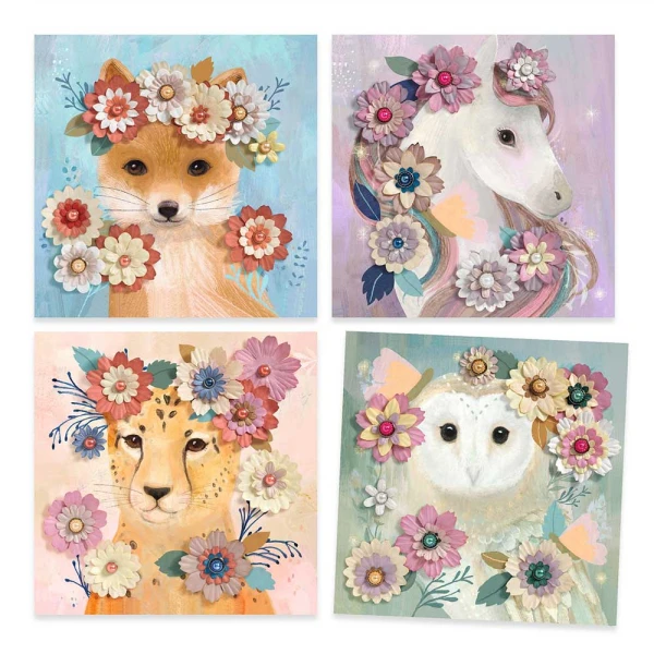 DJECO 3D PAPER CRAFT - FLOWER CROWNS ON ANIMALS