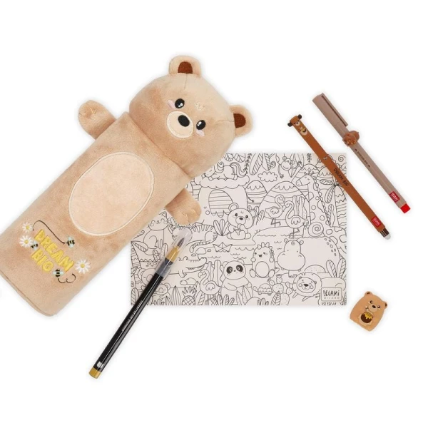 LEGAMI PLUSH PENCIL CASE SUPER SOFT - TEDDY BEAR