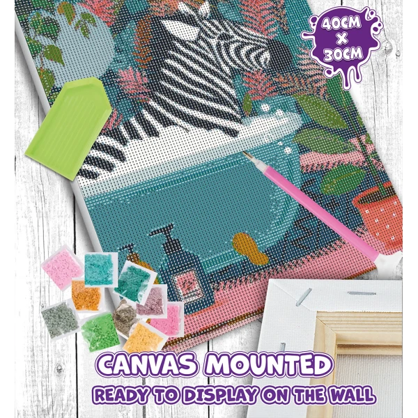 SPLAT PLANET DIAMOND PAINTING KIT ON FRAMED CANVAS 30X40 cm WILD WASH