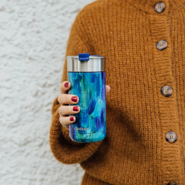 QUOKKA STAINLESS STEEL ΘΕΡΜΟΣ ΚΑΦΕ 400ml BOOST - BLUE PAINT
