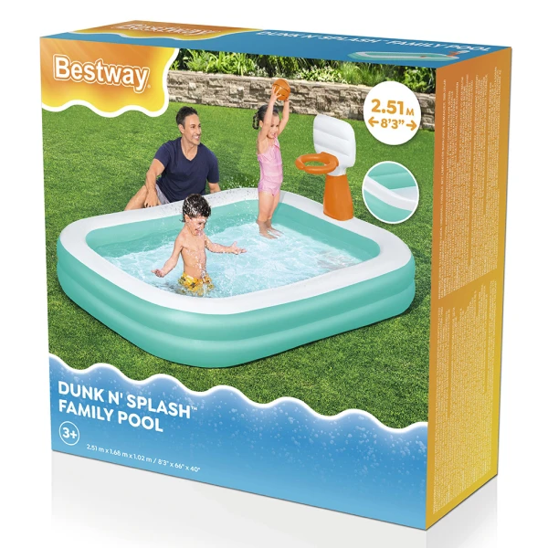 BESTWAY POOL WITH BASKETBALL HOOP 251Χ168Χ102 cm DUNK N\' SPLASH