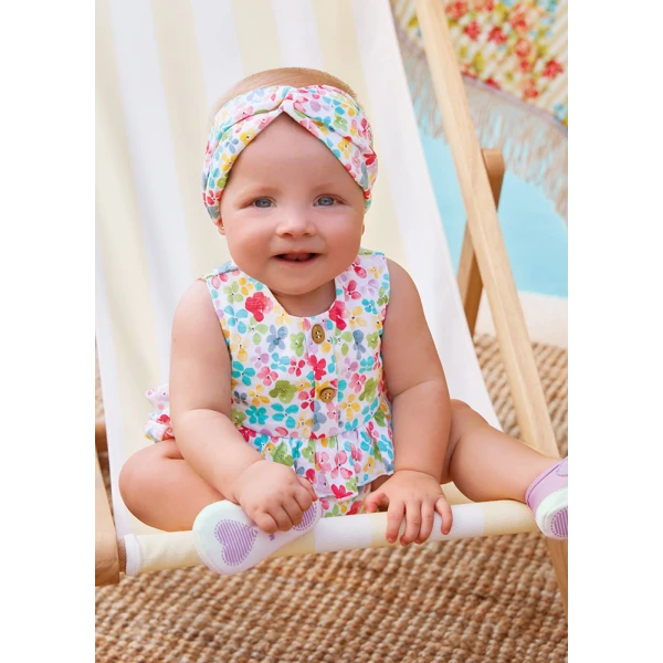 MAYORAL SHORΤ BODYSUIT WITH HAIRBAND TURQUOISE