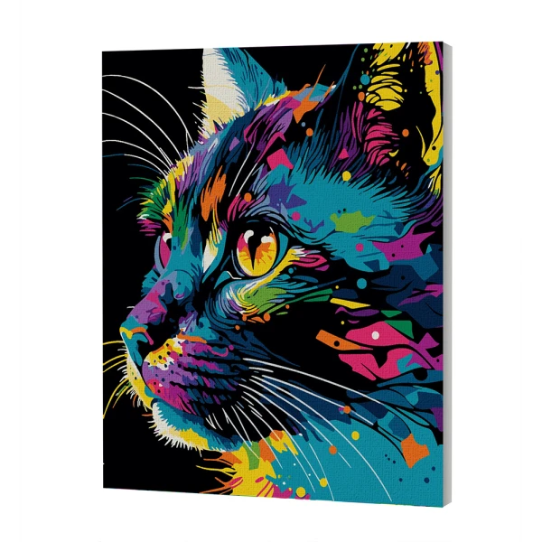 SPLAT PLANET PAINTING BY NUMBERS KIT ON FRAMED CANVAS 40X30 cm BRIGHT CAT