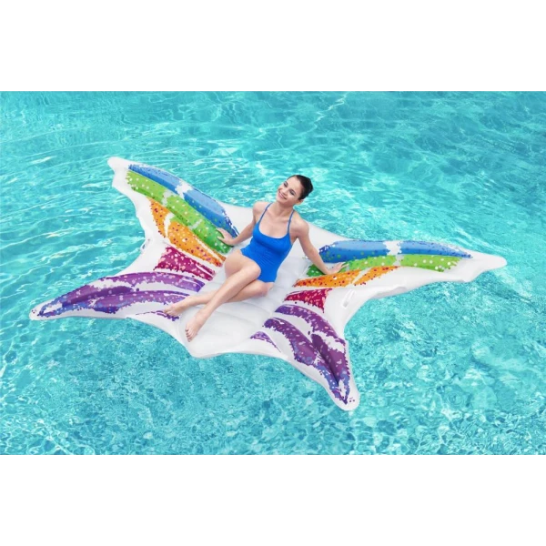 BESTWAY INFLATABLE RAINBOW BUTTERFLY POOL FLOAT 294X193 cm