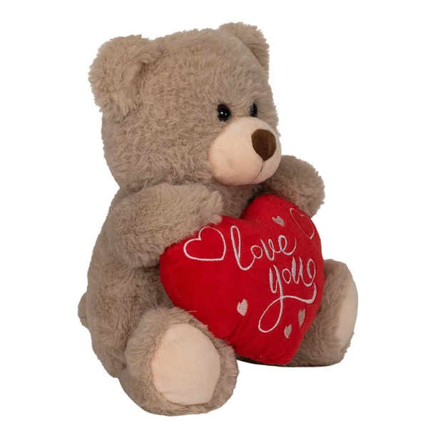 PLUSH BEAR WITH RED HEART 24 cm - 2 COLOURS