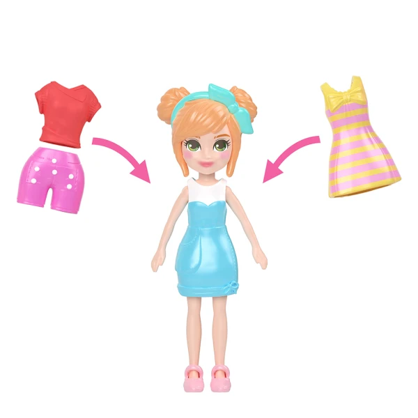 POLLY POCKET DOLL WITH ACCESSORIES & KEYCHAIN - LEMON