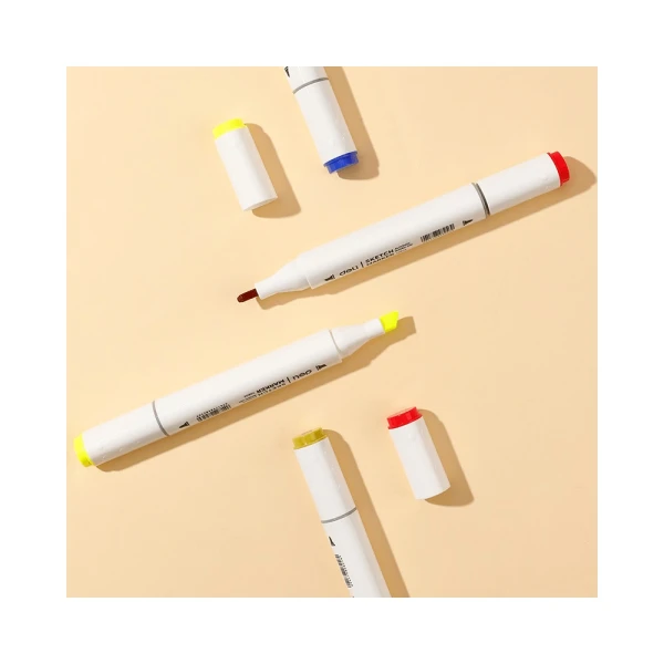 DELI DOUBLE-TIP DESIGN MARKERS IN PLASTIC CASE - 24 COLORS