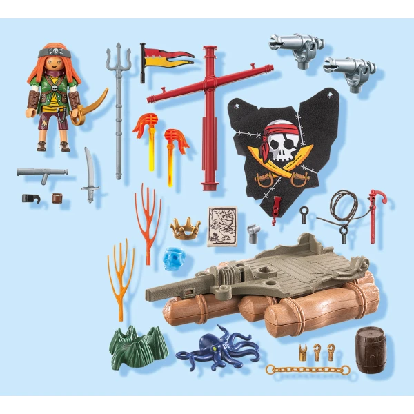 PLAYMOBIL PIRATES PIRATE RAFT WITH TREASURE