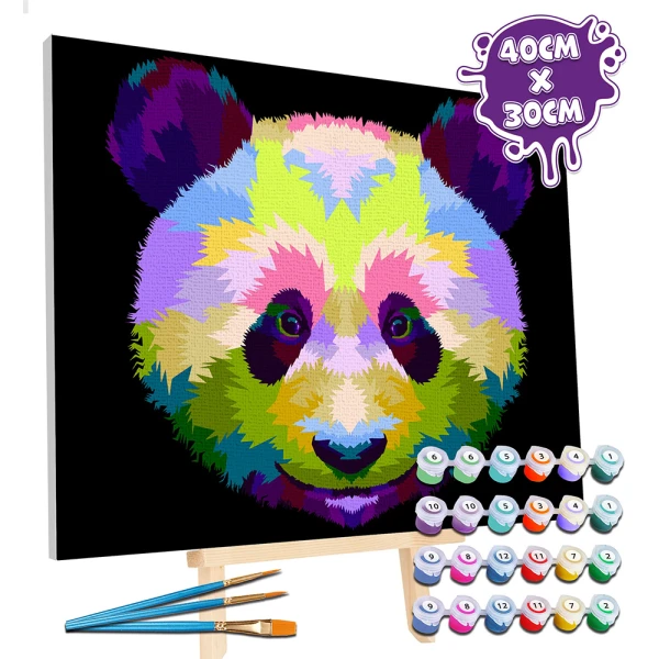 SPLAT PLANET PAINTING BY NUMBERS KIT ON FRAMED CANVAS 40X30 cm PANDA