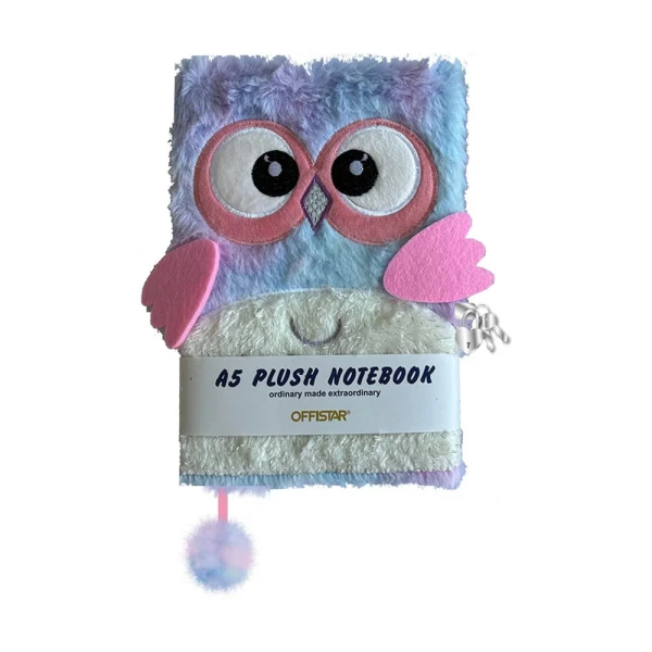PLUSH CALENDAR WITH LOCK Α5 - OWL PINK