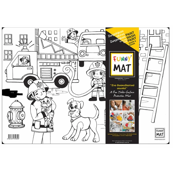 AKADEMI FUNNY MAT DRAWING PLACEMAT 48X33.5 cm FIREFIGHTERS
