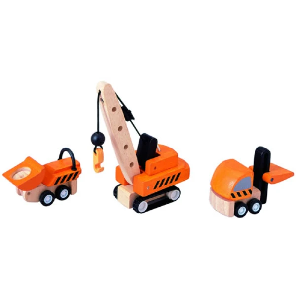 WOODEN GAME PLAN TOYS CONSTRUCTION VEHICLES