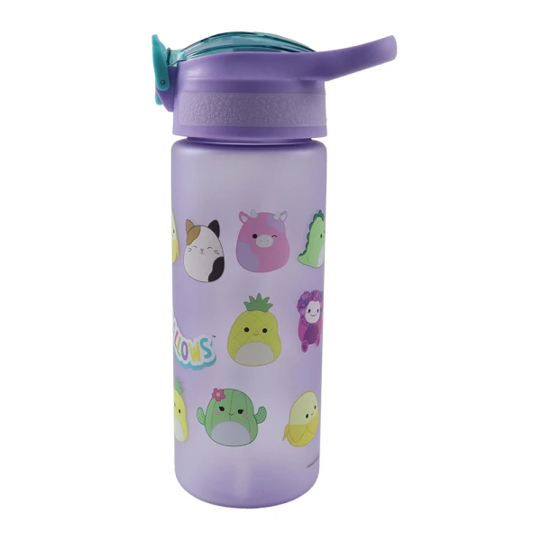 PLASTIC WATER BOTTLE 600ml WITH STRAW SQUISHMALLOWS