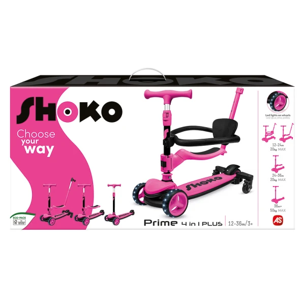 SHOKO ΠΑΙΔΙΚΟ ΠΑΤΙΝΙ PRIME 4 IN 1 PLUS ΣΕ ΡΟΖ ΧΡΩΜΑ ΓΙΑ 12+ ΜΗΝΩΝ