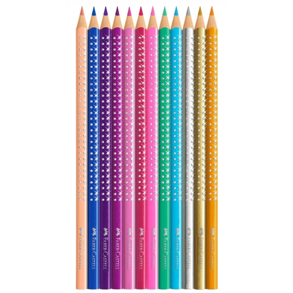 FABER-CASTELL ΜΕΤΑΛΛΙΚΗ ΚΑΣΕΤΙΝΑ ΜΕ 12 SPARKLE ΞΥΛΟΜΠΟΓΙΕΣ 
