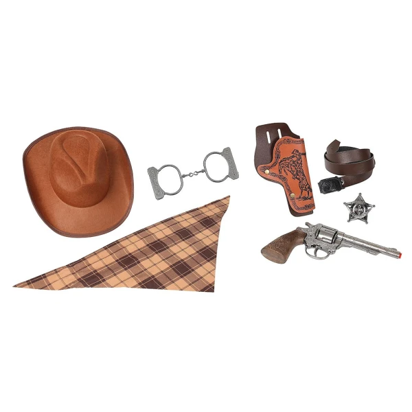 GONHER COWBOY SET REVOLVER 8 SHOTS & HAT