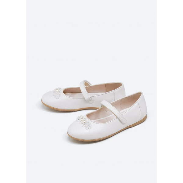 MAYORAL BALLERINA SHOES BEADS WHITE-SILVER
