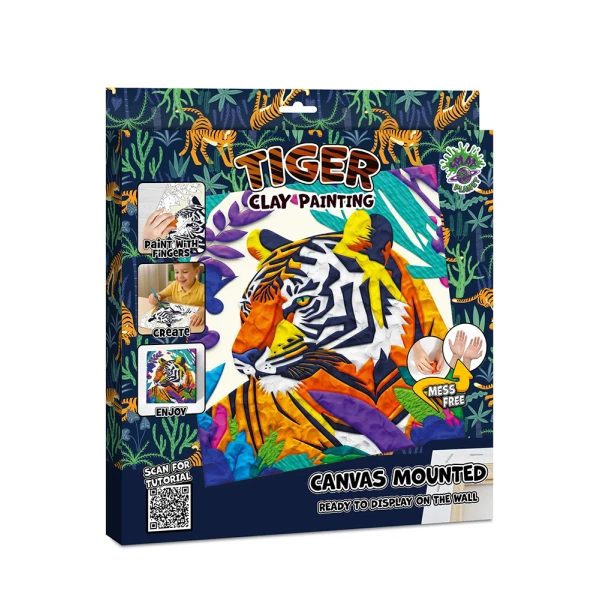 SPLAT PLANET MESS-FREE PAINT KIT WITH CLAY TIGER CANVAS MOUNTED