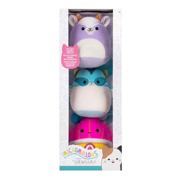 MICROMALLOWS - SET 3 PLUSH 6 cm SQUISHMALLOWS - 2 DESIGNS