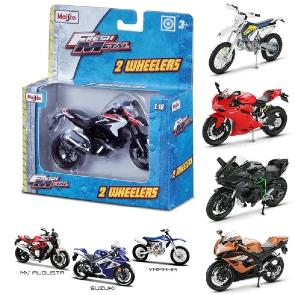 MAISTO 1:18 2-WHEELERS IN FLOOR - VARIOUS DESIGNS