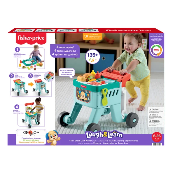 FISHER PRICE LAUGH & LEARN EDUCATIONAL SHOPPING KART WALKER 4 IN 1