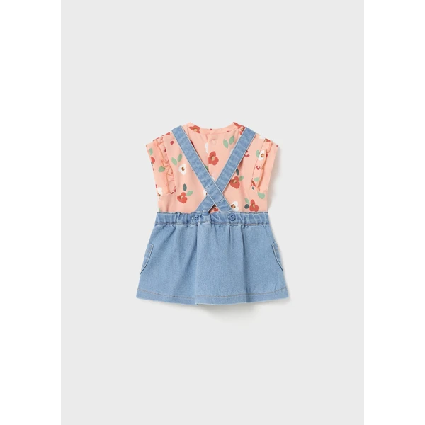 MAYORAL SET DUNGAREES SKIRT LIGHT CORAL