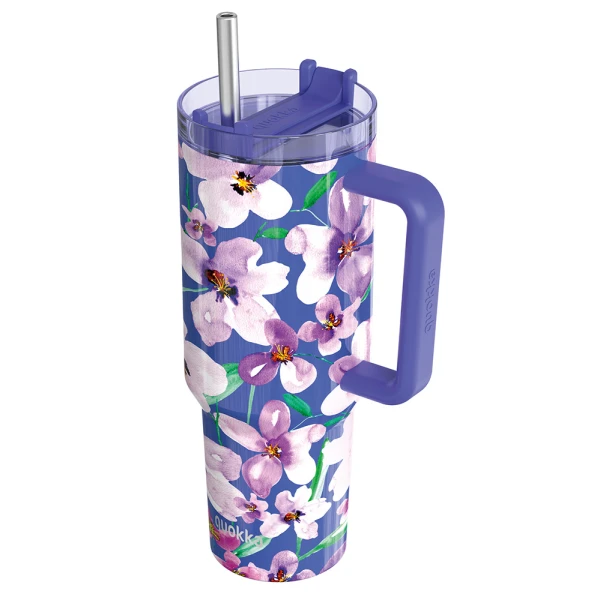 QUOKKA STAINLESS STEEL THERMAL RAMBLER ΚΟΥΠΑ ΜΕ ΚΑΛΑΜΑΚΙ XL 1200ml - FLOWER DUSK