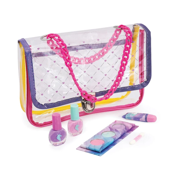 HAPPIHOBBI CHILDREN\'S BEAUTY SET PINK BAG WITH CHAIN ​​FOR 6+ YEARS