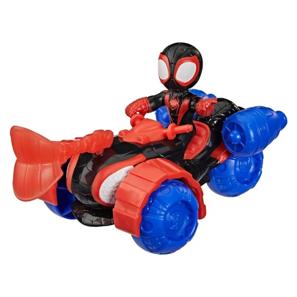 SPIDEY AND HIS AMAZING FRIENDS MILES SPIN MORALES TECHNO RACER VEHICLE AND FIGURE