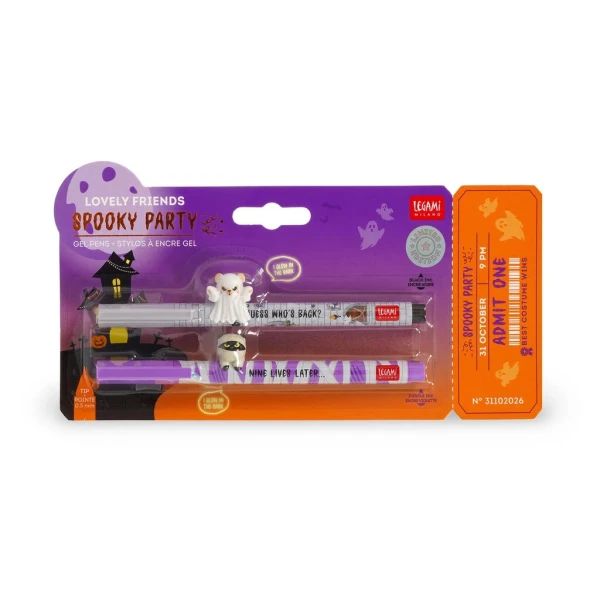 LEGAMI SET OF 2 ERASABLE HALLOWEEN GEL PENS  TRICK OR TREAT