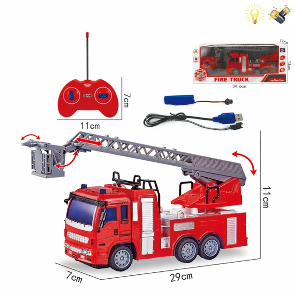 REMOTE CONTROL FIREFIGHTING VEHICLE 1:30 4CHANNEL WITH LIGHTS USB 27MHz