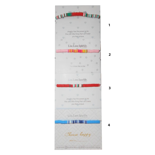 HANDMADE BRACELET WITH COLORFUL POLYMERIC CLAY BEADS 13cm.  - 4 COLORS