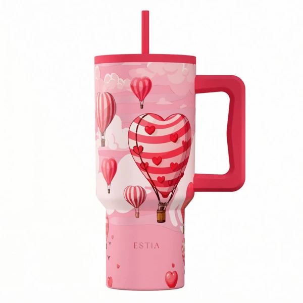 ESTIA HOME ART THERMAL BOTTLE STRAW TUMBLER XL 900ml - LOVE ASCEND