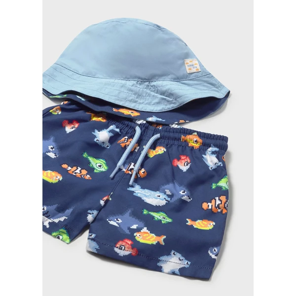 MAYORAL SET SWIMSUIT WITH HAT BLUE 