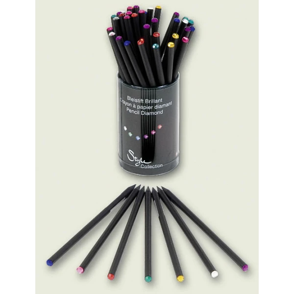 PENCIL FUN BLACK WITH STRASS - SEVERAL COLOURS