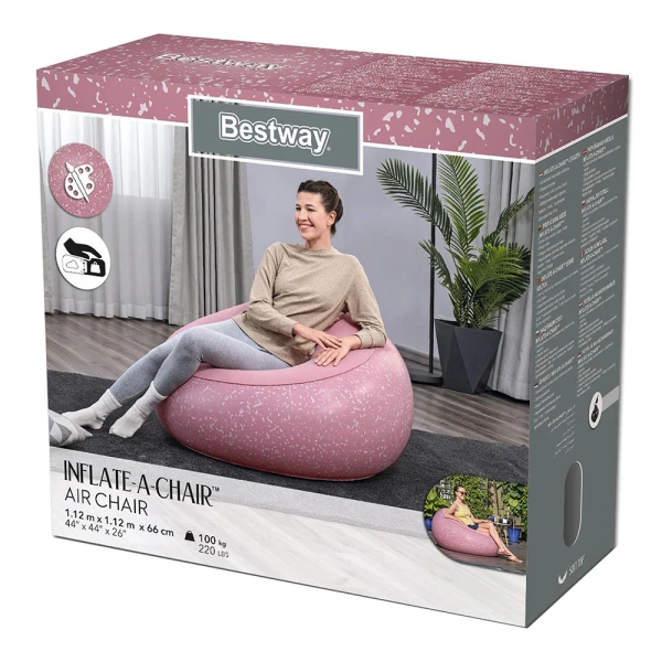 BESTWAY INFLATABLE CHAIR 112X112X66 cm INFLATE A CHAIR PINK