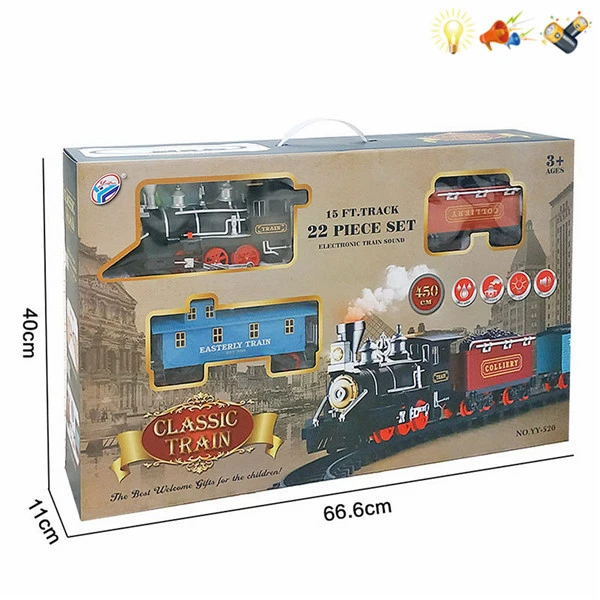 LARGE TRAIN WITH SMOKE LIGHTS 22 PCS L: 450 CM.