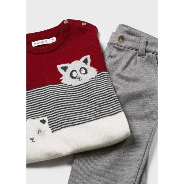 MAYORAL SET TROUSERS LONG + JERSEY CHERRY