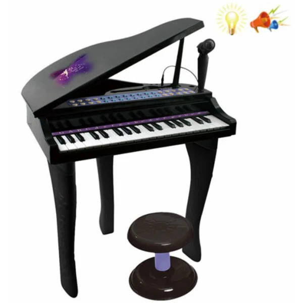 BLACK PIANO 37 KEYS WITH TAIL AND STOOL