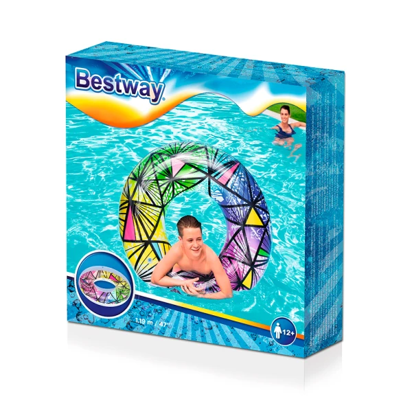 BESTWAY INFLATABLE SWIM RING D119 cm MULTICOLOUR/TRANSPARENT