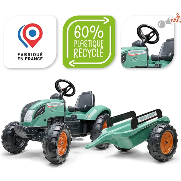 FALK ΠΟΔΟΚΙΝΗΤΟ ΤΡΑΚΤΕΡ FARM LANDER VINTAGE GREEN ΜΕ ΤΡΕΪΛΕΡ 