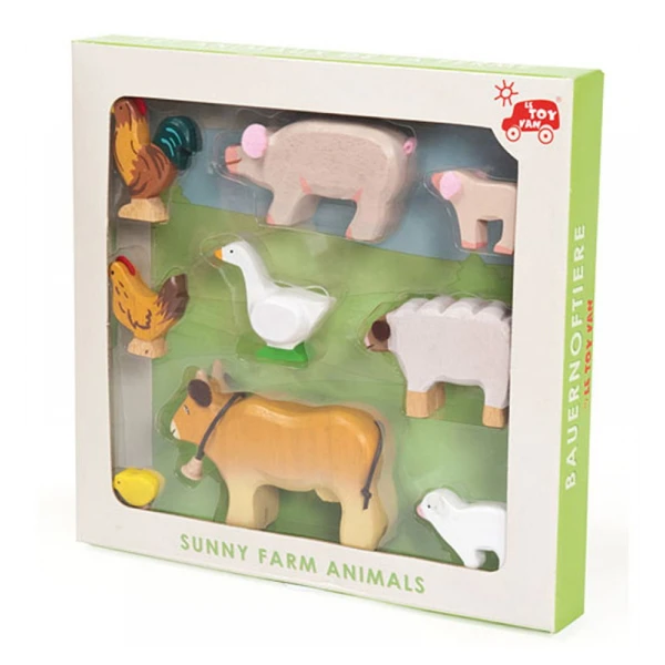 LE TOY VAN WOODEN SET FARM ANIMALS 9 pcs