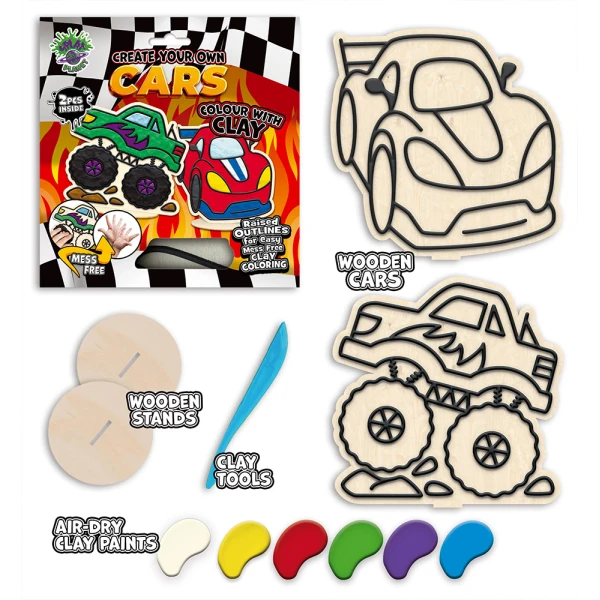 SPLAT PLANET MESS-FREE PAINT KIT WITH CLAY RACE CARS