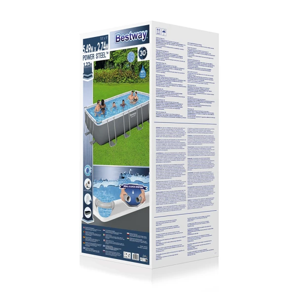 BESTWAY RECTANGULAR POOL SET 549X274X122 cm STEEL PRO MAX