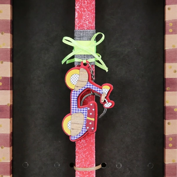 SYNCHRONIA HANDMADE CANDLE 30 cm KEYCHAIN SCOOTER CORAL