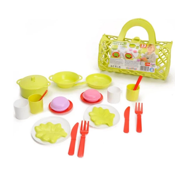 ECOIFFIER BOLSTER BAG WITH TEA SET - 2 COLOURS