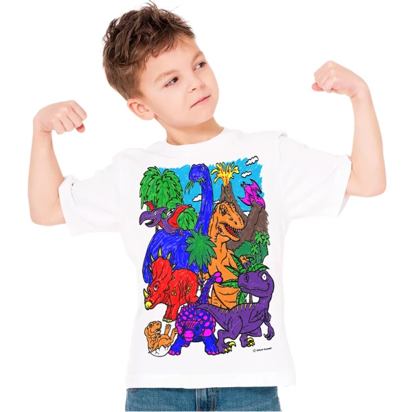 SPLAT PLANET WASHABLE COLOURING T-SHIRT DINOSAURS WITH MARKERS (5-6 YEARS)