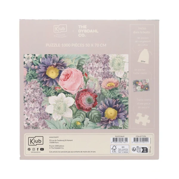 KIUB PUZZLE 1000 pcs AND CASE - FLEURS