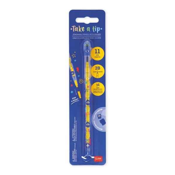 LEGAMI STACKABLE PENCIL WITH ERASER TAKE A TIP - MONSTER